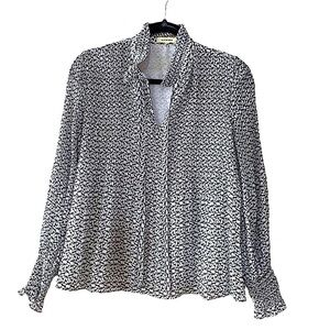 𝅺MAX Studio Black and White Print Bow Tie Blouse Size XS